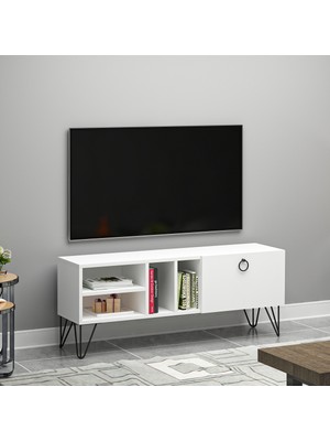 Ninnimo Esbi Kapaklı Beyaz Mdf Tv Ünitesi & Tv Sehpası