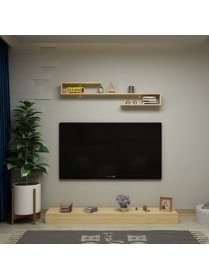 Ninnimo Harry Tv Sehpası ve Duvar Rafı ,ava Duvar Raflı Sehpalı Dekoratif Tv Ünitesi