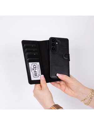 Genel Tedarik Samsung Galaxy S26 Plus Uyumlu Manyetik Hakiki Deri Cüzdan Kılıf ,cüzdan Taşımaya Son, Kredi Kart Yuvalı, Rfıd Güvenlik