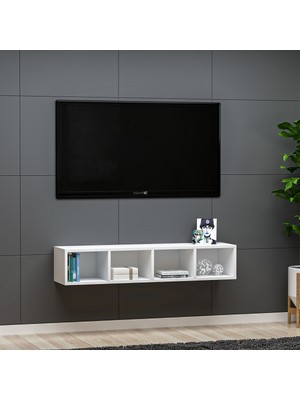 Ninnimo Lily Duvar Rafı Beyaz Mdf Raflı Tv Ünitesi & Tv Sehpası