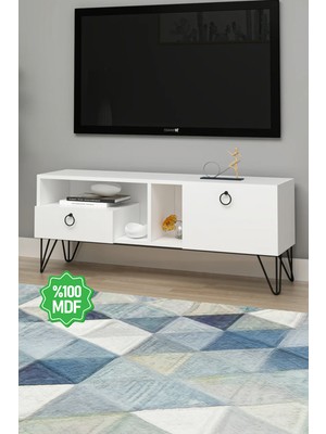 Ninnimo Lina Tv Ünitesi Tv Sehpası Beyaz Mdf