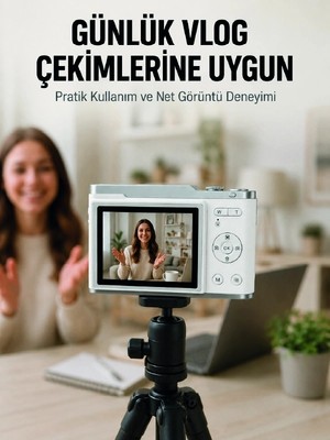 Genel Tedarik Beyaz 4K Dijital Kamera 2.4 Inç Hd Ekran ve LED Flaşlı
