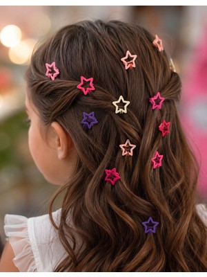 Vipfoni Pastel Tonlarda Rengarenk Trend Mini Yıldız Figürlü Toka Seti  Kız Çocuk Toka