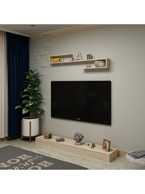 Ninnimo Harry Sonomo Tv Sehpası ve Duvar Rafı ,ava Duvar Raflı Sehpalı Dekoratif Tv Ünitesi