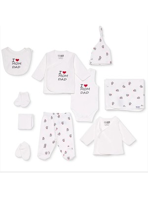 TeknoKapsül Ebebek Hello Baby Hellobaby Unisex 10LU Hastane Çıkışı Slogan Baskılı Çıtçıtlı V Yaka Uzun Kol Patikli - Fiyatı, Yorumları