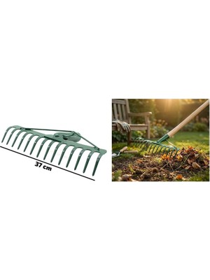 Genel Tedarik 14 Dişli Metal Bahçe Tırmığı - 37 cm Genişlik - Dayanıklı Yapı