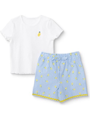 TeknoKapsül Ebebek Hello Baby Hellobaby Kız Bebek Tişört-Şort Meyve Baskılı Bisiklet Yaka Short Sleeve Reçme