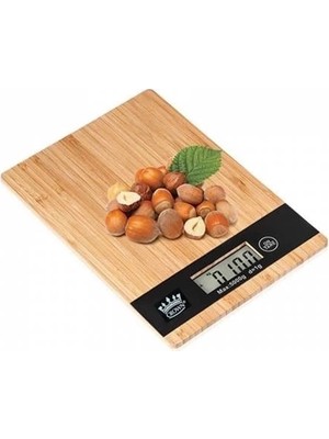 Genel Tedarik Dijital LCD Mutfak Tartısı Terazisi 5kg Bambu Desenli