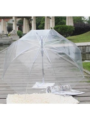 Şeffaf Şemsiye Beyaz Renk Düz Desen Dokuma Kumaş Tipi ile Yağmura Uygun - Aksesuar