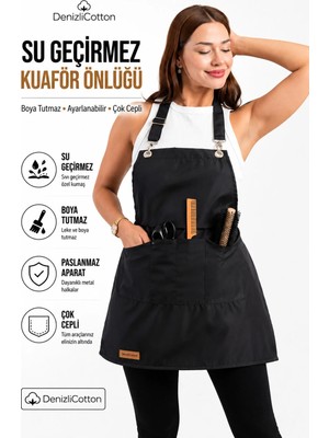 Empressco Kua Boya ve Leke Tutmaz Su Geçirmez Paslanmaz ve Ayarlanabilir Halkalı Siyah Kuaför Önlüğü