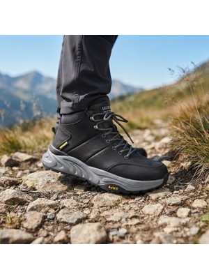 Voyager Bağcıklı Outdoor Trekking Kauçuk Kaymaz Tabanlı Suya Dayanıklı Hakiki Deri Erkek Bot
