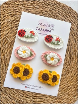 Adata Toka Tasarım El Yapımı Kız Bebek ve Çocuk Örgü Çıtçıt Toka
