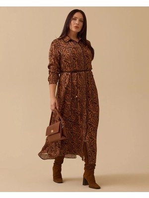 Seçil 4011 Önden Düğmeli Beli Büzgülü Jakar Kumaş Tunik 10002521314011 #12-25#