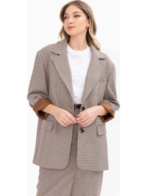 Seçil 1022 Ekose Desenli Çift Cepli Astarlı Blazer Ceket Blazer Ceket