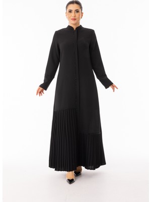Zerenay Moda 5608 Alt Kısım Plise Detaylı Önü ve Kol Ucu Taş Detaylı Arabiyeli  Krep Ferace#26#