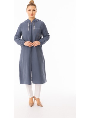 Zerenay Moda 5561 Öndenn Fermuarlı Çift Cepli  Mario Keten Kap#26#
