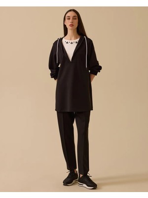 Seçil 10002522311006 Kapişonlu Yakası Taşlı Iki Iplik Sweatshirt #10-25#