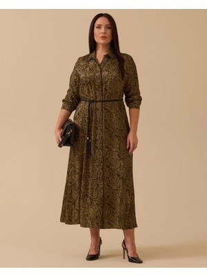 Seçil 4011 Önden Düğmeli Beli Büzgülü Jakar Kumaş Tunik 10002521314011 #12-25#