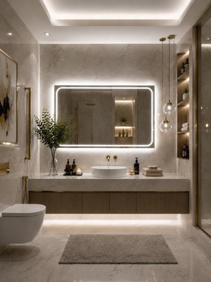 Eagle Mirror Loop Dekoratif Ledli Banyo Aynası - Şişecam Flotal Ayna - Dokunmatik Dimmer
