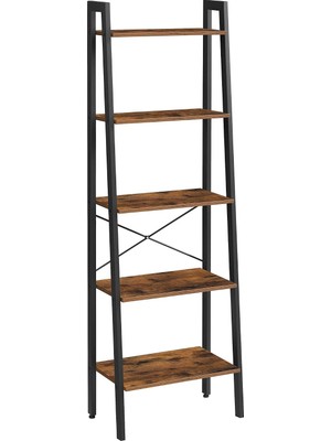 Vasagle Ayaklı Raf, Kitaplık, 5 Raflı, Metal Iskeletli, Pratik Montaj, Oturma Odası, Yatak Odası, Mutfak Için, 56 x 34 x 172 cm (U x G x Y), Vintage Kahverengi-Siyah LLS45X