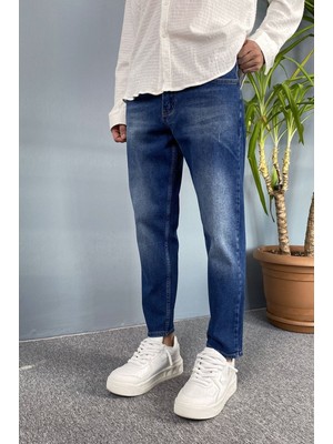 Alışveriş Sokağı Mavi Denim - Kot Pantolon Yırtık Detaylı