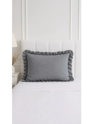 Kesene Göre Fırfırlı Kumaş Yastık Kılıfı 50 x 70