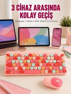 Genel Tedarik Bluetooth Klavye ve Mouse Kombinasyonu – USB Alıcılı, Kompakt, Uzun Ömürlü Yeni Nesil