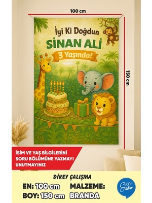 İsg Tabelam 100X150CM/DIKEY/ORMAN Temalı Doğum Günü Afişi