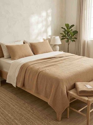 Collessia Home %100 Pamuk 4 Katlı Çift Kişilik Müslin Yatak Örtüsü