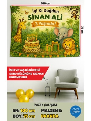 İsg Tabelam 100X75CM/YATAY/ORMAN Temalı Doğum Günü Afişi