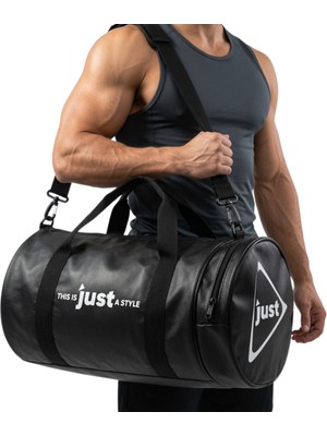 Just Nutrition Just Leather Sport Fitness Bag Siyah Spor Çantası Omuz Askılı Büyük Boy