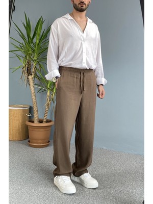 Alışveriş Sokağı Modal Kumaş Bağcıklı Baggy Pantolon Haki