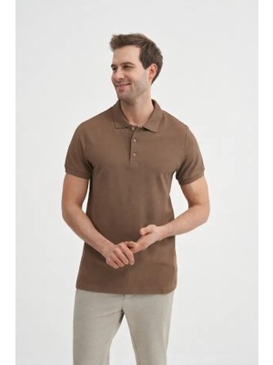 Cazador 46130 Erkek Kahverengi Polo Yaka Tshirt