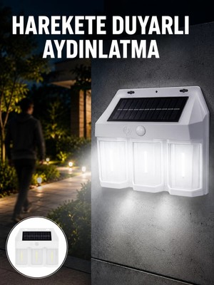 MidasTech 3 In 1 Solar Duvar Lambası – IP65 Su Geçirmez Hareket Sensörlü Yeni Nesil Midiastech