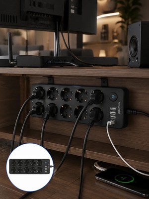 Freedom Storee USB ve Type-C Şarj Özellikli 10'lu Çoklu Priz