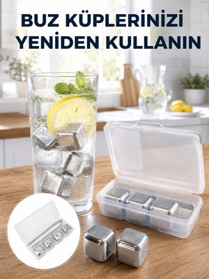 Teknoparkx Çevre Dostu Metal Buz Küpü ve Kullanışlı Klips Seti Yeni Nesil