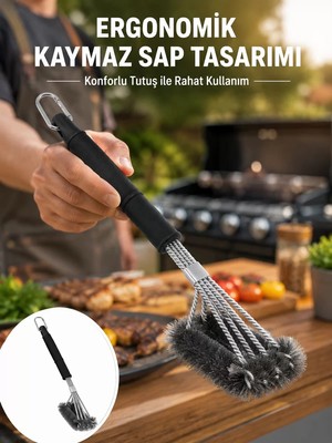 Teknoparkx Paslanmaz Çelik Telli Mangal Temizlik Fırçası Yeni Nesil