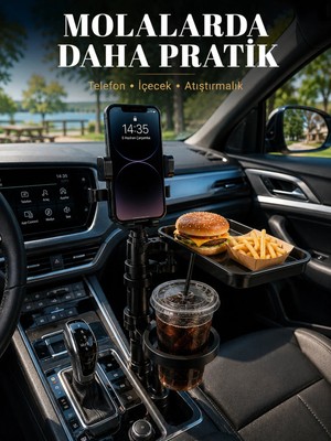 Negok Çok Amaçlı Araç Organizeri Telefon Tutucu ve Bardaklık Aparatı
