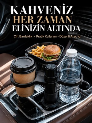 Negok Otomobil Için Çift Bardak Tutucu ve Çok Amaçlı Organizer