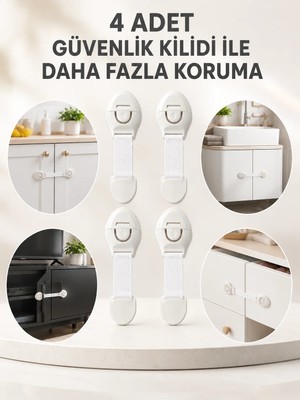 Negok 4'lü Esnek Kayışlı Çocuk Güvenlik Kilidi Pratik ve Güvenli Kullanım