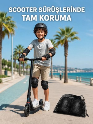 Negok Çocuk Kaykay Paten Scooter Bisiklet Koruyucu Dizlik Seti 2 Adet Siyah