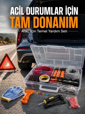 Negok 27 Parça Profesyonel Oto Acil Durum ve Araç Yardım Ekipman Seti Taşıma Kutulu