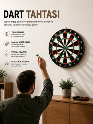 Negok 17 Inç Dart Tahtası Sağlam Ahşap Gövde ve Uzun Ömürlü Kullanım