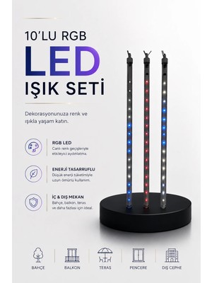 Negok Dekoratif Ortam Aydınlatması Rgb LED 10’lu Çubuk Seti