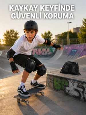 Negok Çocuk Koruyucu Dizlik Dirseklik ve El Bilek Koruyucu Seti 2 Adet Siyah