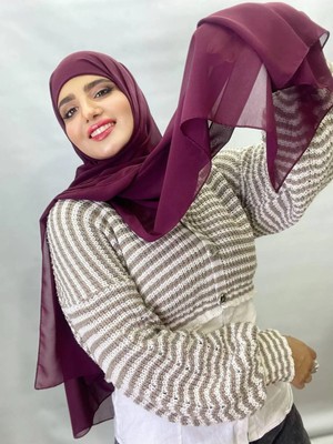 ALDAIYR Hazır Pratik Lüks Boru Boneli Şifon Şal BOA12354
