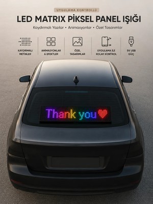 Negok LED Matrix Piksel Panel Işığı USB Uygulama Kontrollü Kaydırmalı Yazı Ekranı