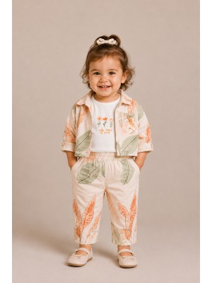 NK 01-04 Yaş Kız Bebek Somon Cooper Üçlü Takım - Somon