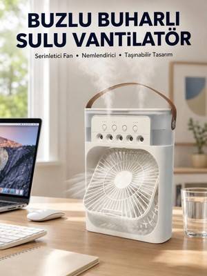 Marmara Avm Spreyli Mini Masaüstü Fan | 500ML Su Hazneli, 3 Kademeli Soğutucu Yeni Nesil
