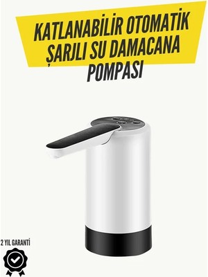 Marmara Avm 8000MAH Şarjlı Damacana Su Pompası | Tek Tuşla Otomatik Su Alımı | 40-80 Sn Dolum | Katlanabilir Tasarım
